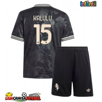 Camisa de Futebol Juventus Pierre Kalulu #15 Equipamento Alternativo Infantil 2025-26 Manga Curta (+ Calças curtas)